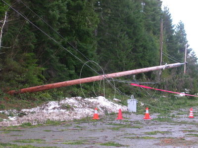 A down power pole
