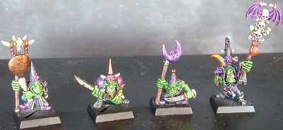 The command for my unit of purple flame trimmed Night Goblin archers