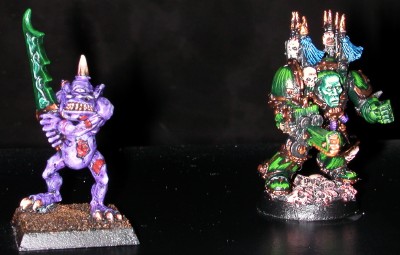 A plaguebearer and Nurgle terminator