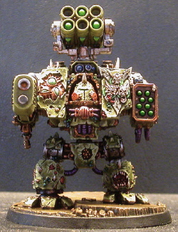 A painted Nurgle Forgeworld Dreadnought