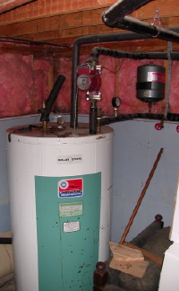 The disconnected water tank from the solar heating system