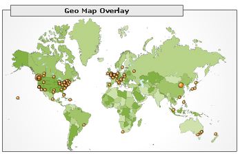 A map of where web surfers are according to Google Analytics