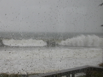 Waves crashing in front of my mom's house