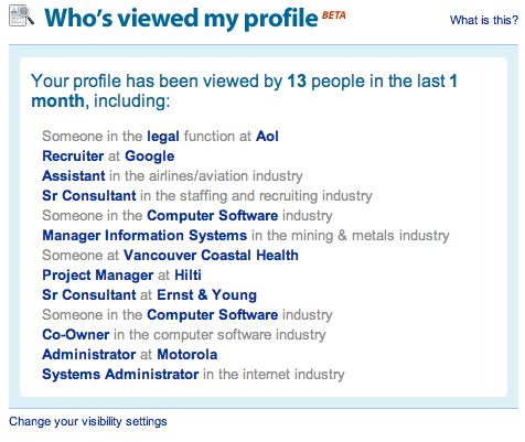 Details on who has viewed my profile