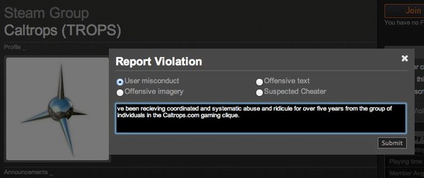 Complaining about the Caltrops Group on Steam