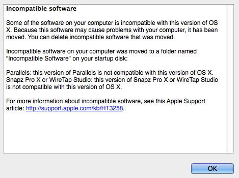 Software incompatible with Mac OS X Mountain Lion