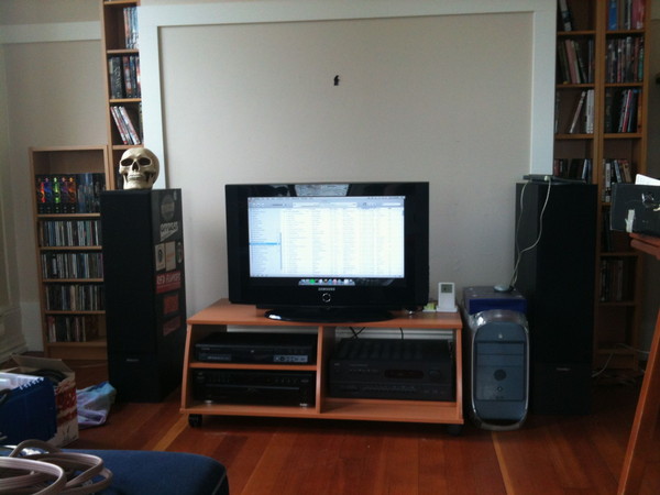My current home theatre setup complete with vintage PowerMac G4