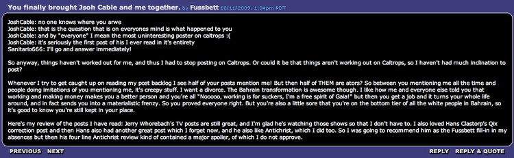 Fussbett Sanitario and his bud Jsoh Cable discuss Caltrops