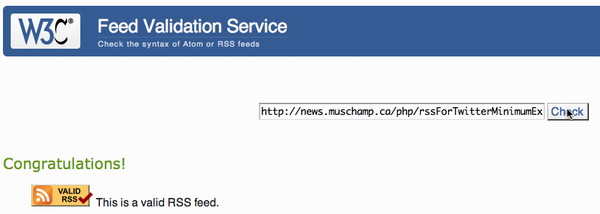 PHP code produces valid RSS feed