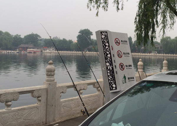 Remember kids, no fishing in Hohai Lake