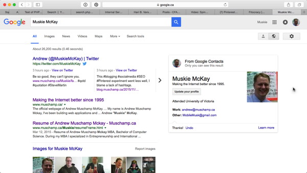 December 2015 Google results for Muskie McKay