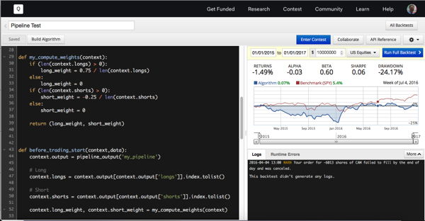 Quantopian IDE