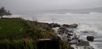 Waves just reaching our seawall