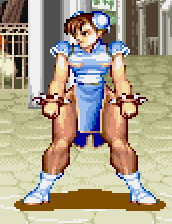 Chun Li's small waist and muscular thighs