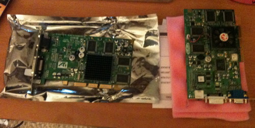 Two Radeon series Mac graphics cards
