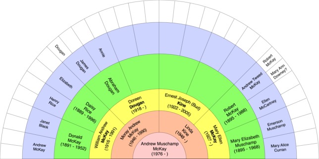 Fan chart of my ancestors and I