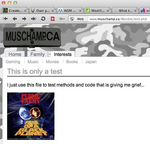 Screen Shot of some test php I wrote