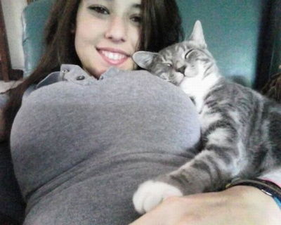 Angie Varona demonstrates and power of boobs and kittens