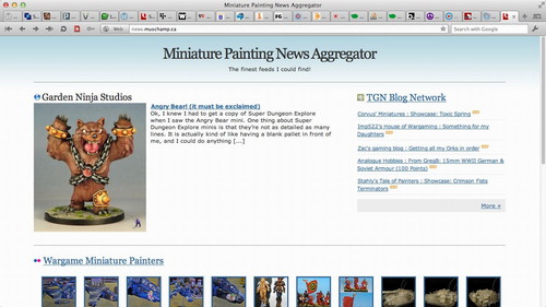 Screenshot of my miniature painting news aggregator