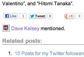 Social mentions also appear below a blog post