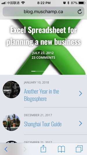 Muskblog looks like this on an iPhone